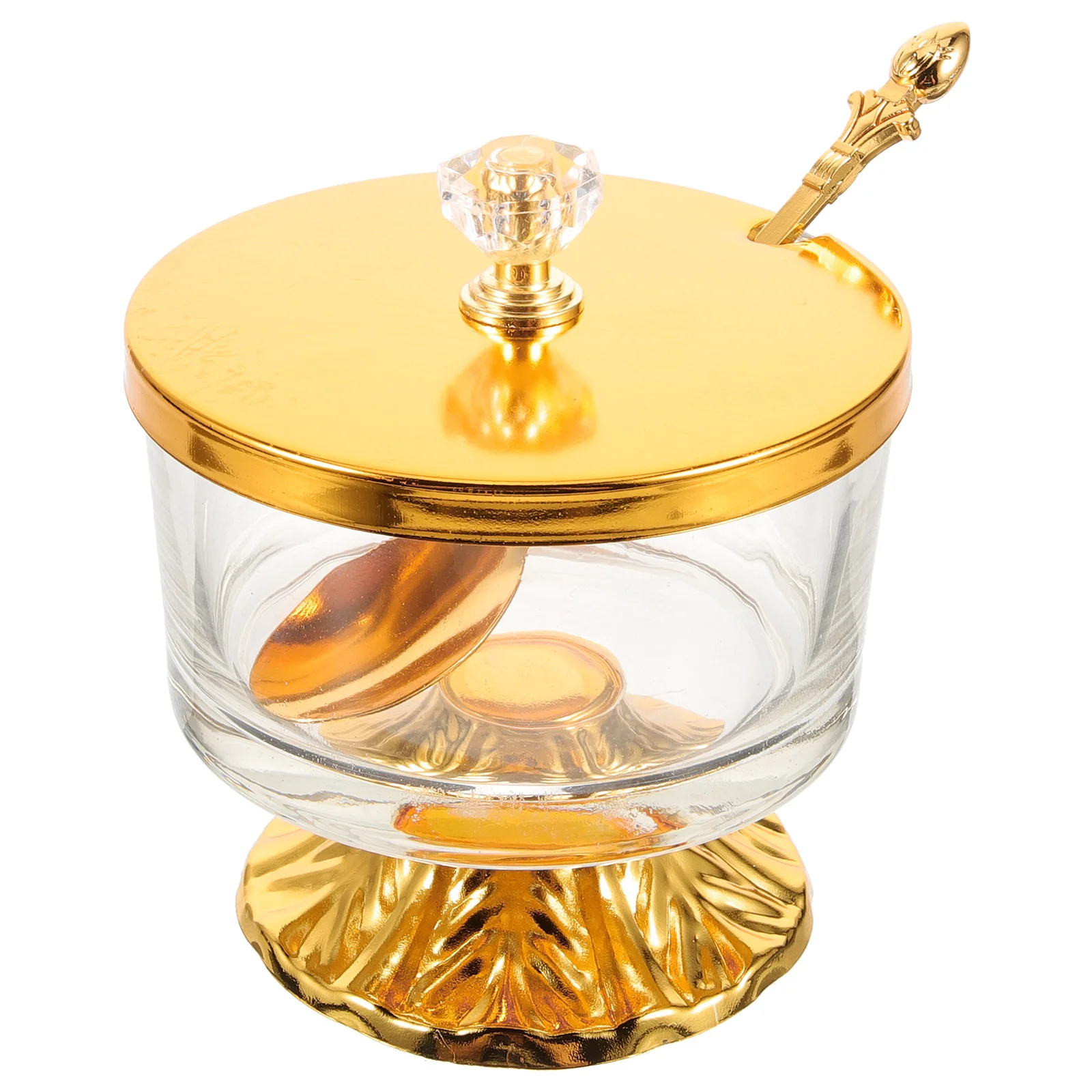 

Tea Containers For Loose Tea European Style Household Wrought Iron Glass Sugar Bowl Jar Lid Spoon Dispenser Soy Sauce Container