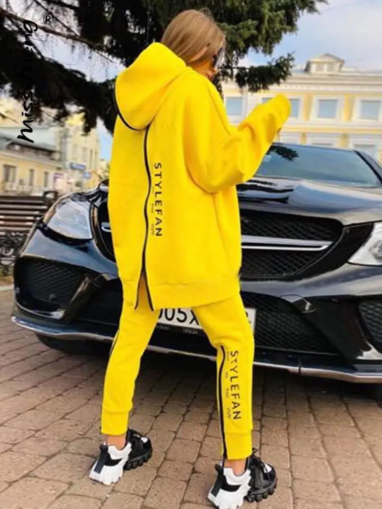 

Autumn Thin Women's Tracksuit Loose Back Zipper Long Hoodies & Pants Two Piece Set Ladies Sportswear Pullover Streetwear