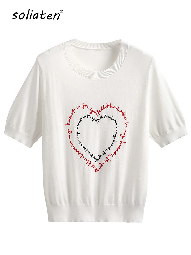 

Summer Casuel Letter Embroidery Short Sleeve O Neck Women Tops Fashion Love T-Shirts Tees B-139