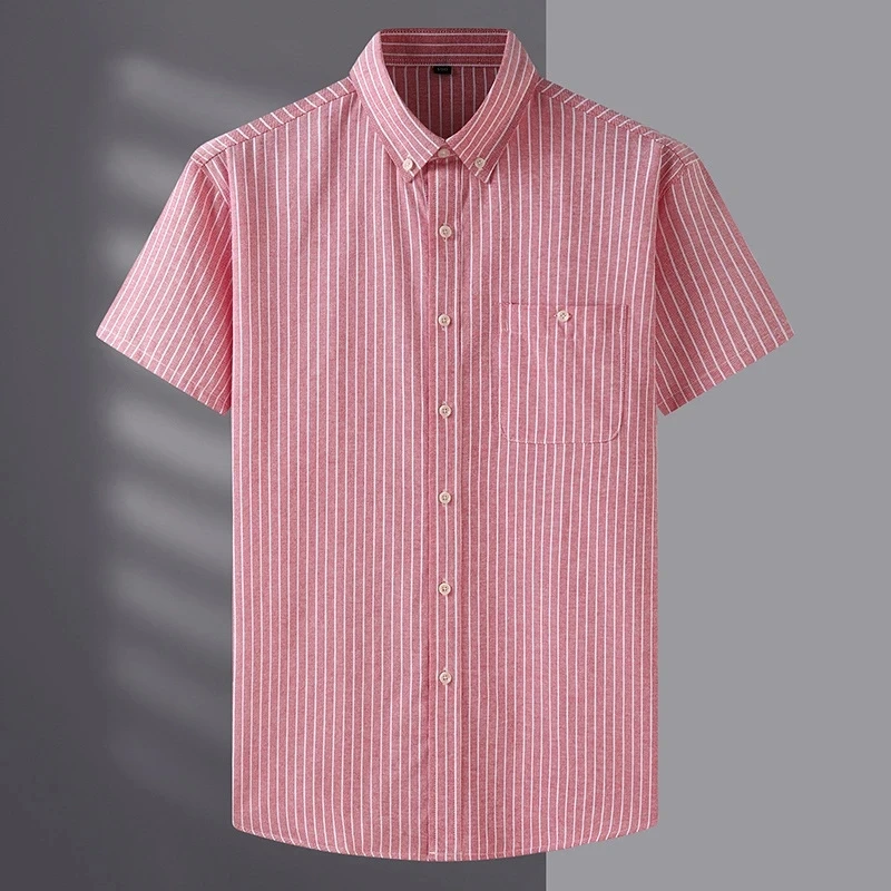 

Extra size7XL 8XL 10XL Summer Short Sleeve Striped Men's Shirt Men's Business Casual Loose Fashion Shirt 2023 New