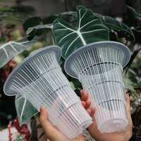 plastic flower pot double layer planter with drainage holes root control slotted pots for orchid cattleya anthurium plants 13 cm