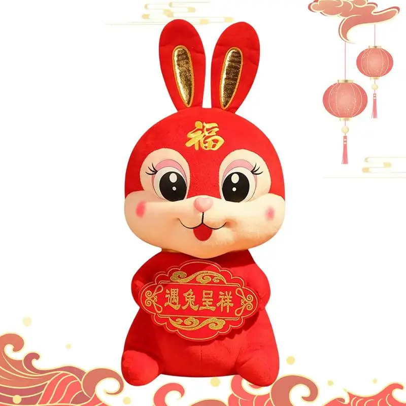 

Chinese Rabbit Mascot Ornament Stuffed Animals Pillow Zodiac Rabbit Plush Toy For The 2023 Year Of The Rabbit New Year Gifts