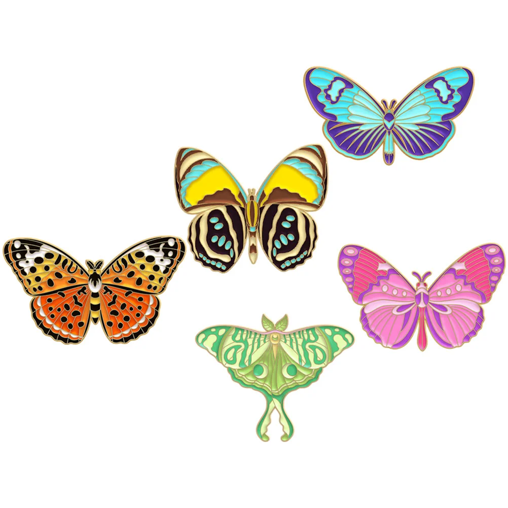 

5 Pcs Butterfly Brooch Cute Pin Lapel Clothes Labels Backpack Clothing Vintage Aesthetic Small Gift Backpacks
