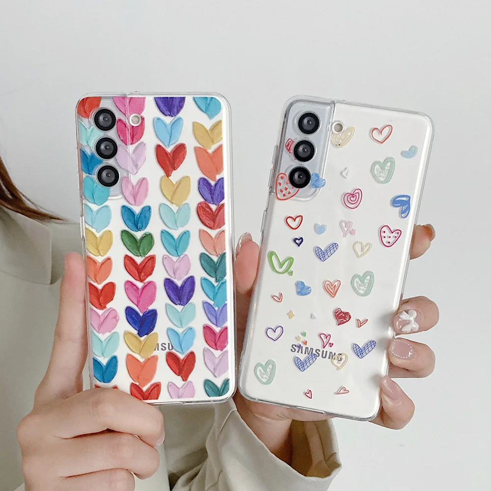 

Cute Pattern Icon Flowers Transparent Phone Cases for Samsung Galaxy A82 A73 A72 A71 A53 A52 S A33 A32 A22 A13 Protect Cover