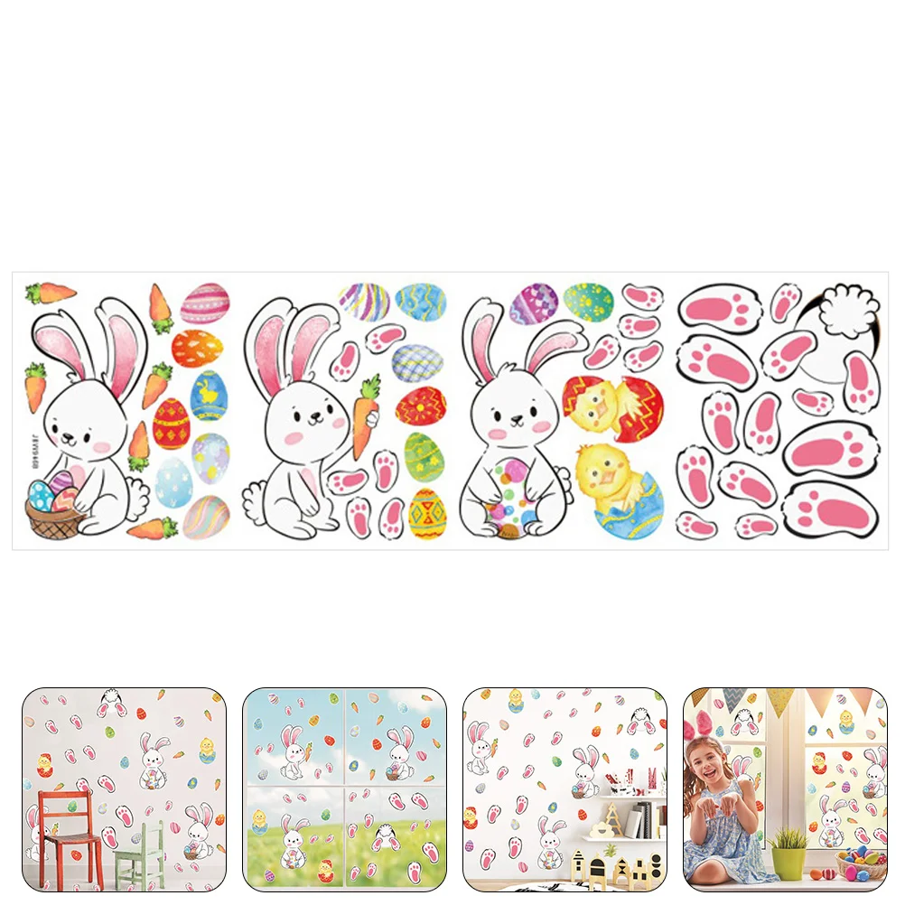 

Easter Window Sticker Bunny Decal Wall Clings Decals Stickers Egg Background Rabbit Cartoon Party Decor Nurserycute Adhesive