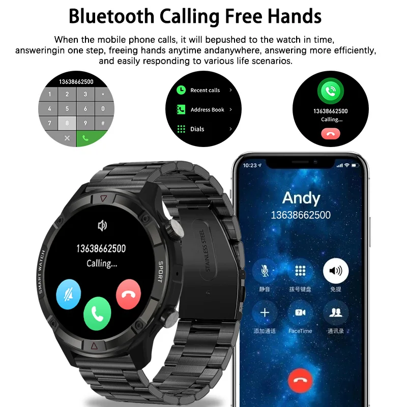 Фото Новинка 2023, умные часы с памятью 4G, AMOLED, 454*454, HD, Bluetooth, звонки, Смарт-часы для мужчин, Huawei, xiaomi, Apple, Android, TWS наушники №5