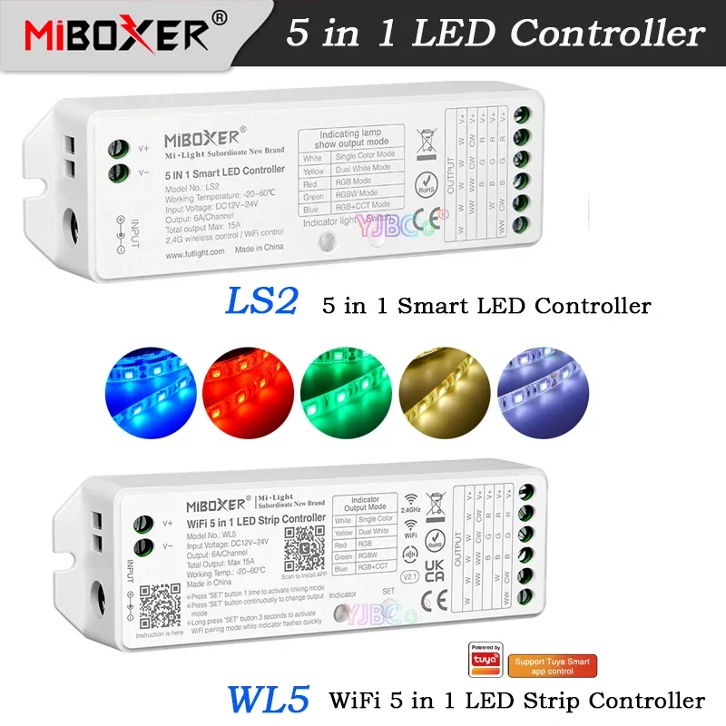Контроллер светодиодной ленты Moboxer WL5 Wi-Fi 5 в 1 Одноцветный CCT/RGB/RGBW/RGB CCT цветовая