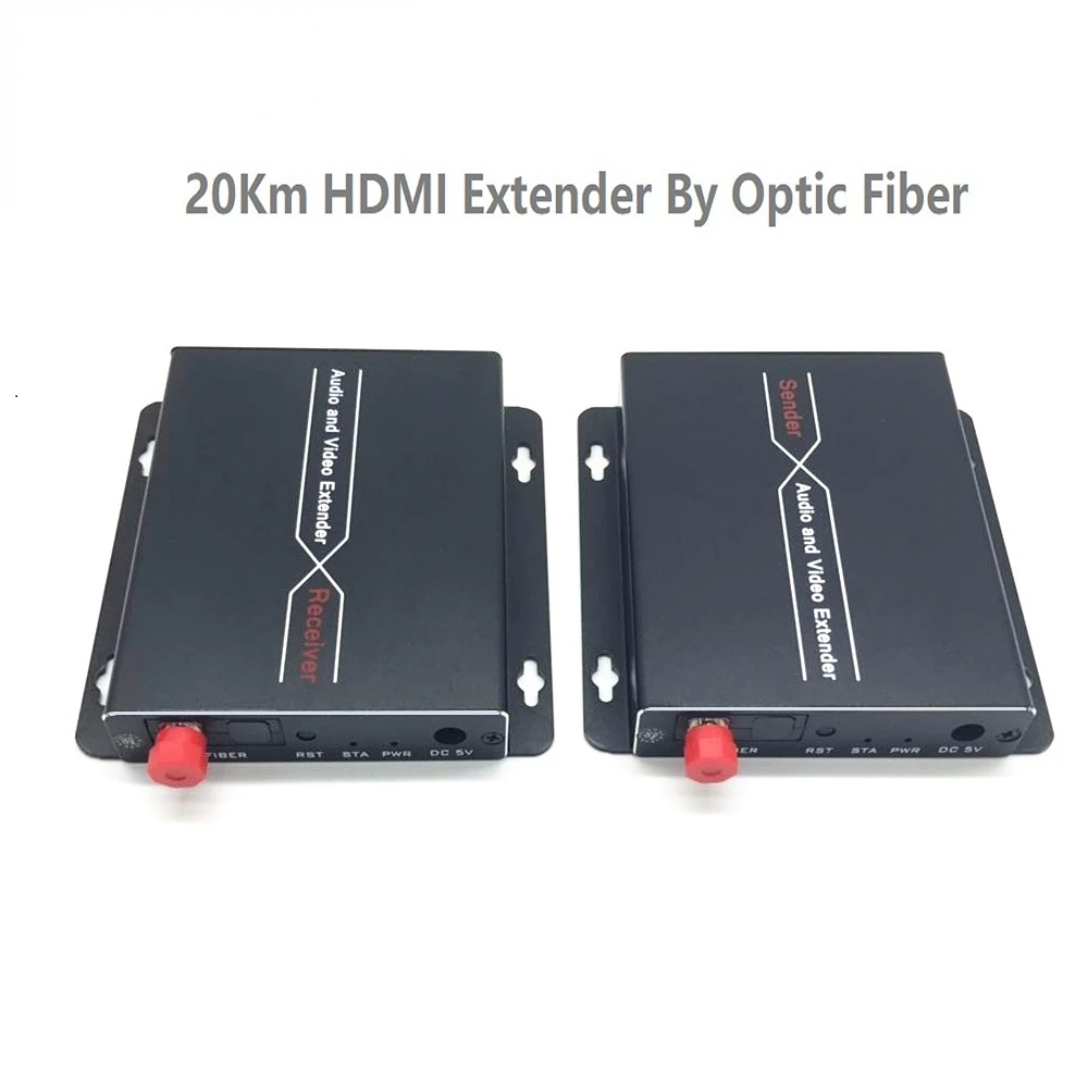 20Km HDMI Extender Over Optic FC HD KVM USB HDMI Transmitter Receiver USB2.0 KVM HDCP1.2 1080P Video Splitter TCP/IP for Project