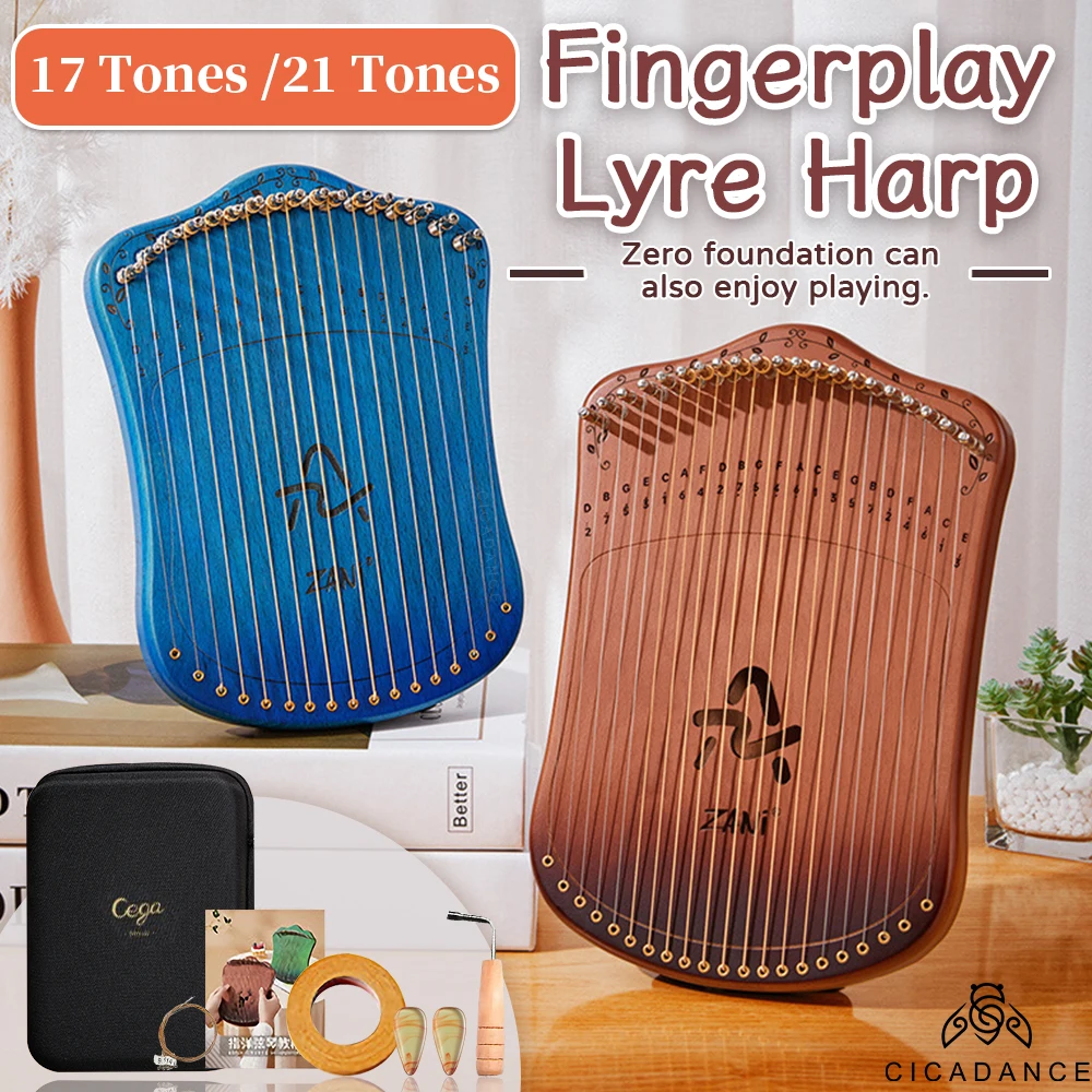 Fingerplay Lyre Harp 17/21 Strings Harp Mini Portable Musical Instrument With Storage Bag Tuning Tool Gifts For Beginner Kids