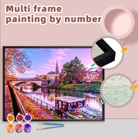 chenistory multi aluminium frame oil painting by numbers color canvas landscape coloring by number for home decor room handpaint