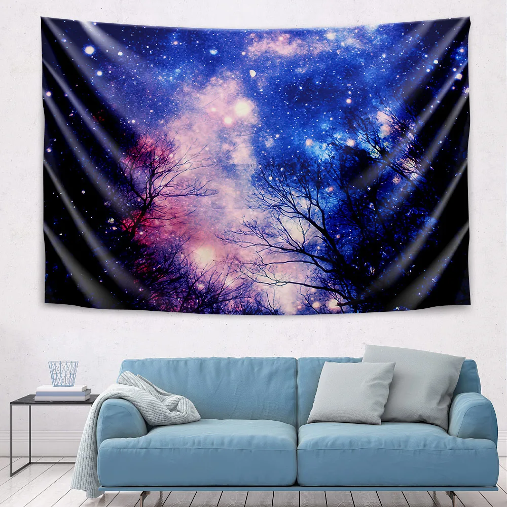 

Galaxy Starry Night Forest Psychedelic Tapestry Wall Hanging Tapestries Hippie Flower Wall Carpets Dorm Decor Starry Sky Carpet
