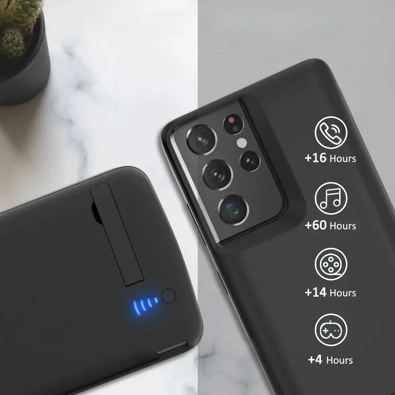 Фото Чехол с аккумулятором емкостью 6000 мАч для Samsung Galaxy S24 S23 Ultra S22 S8 S10 S10e Note 20 8 9 10 S20 FE Plus S21 + зарядное устройство Ultra Power Bank №3