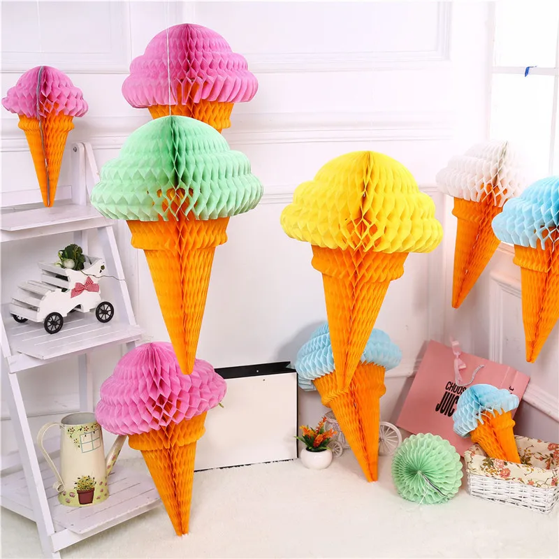 

Colorful Ice Cream Honeycomb Lantern Festival Party Lantern Happy Birthday Party Decor Kid Boy Girl Hanging Ice Cream Lanterns
