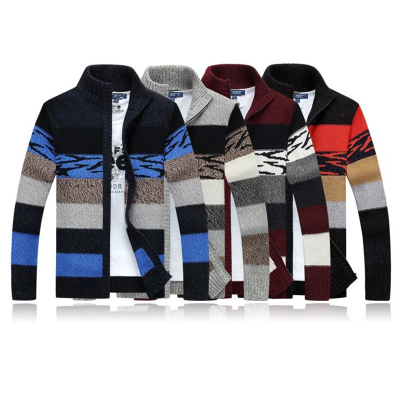

High Quality Cardigan Sweater Men Stand Collar Winter Wool Sweaters Fashion Cardigans Male Sweaters Coat Brand Men's Clothing