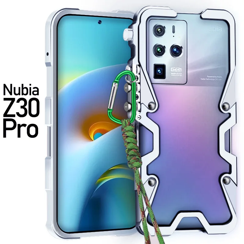 Фото Роскошный металлический алюминиевый бампер Zimon для телефона ZTE Nubia Z50 Z40 Pro, механический чехол ручной работы с изображением черепа №2