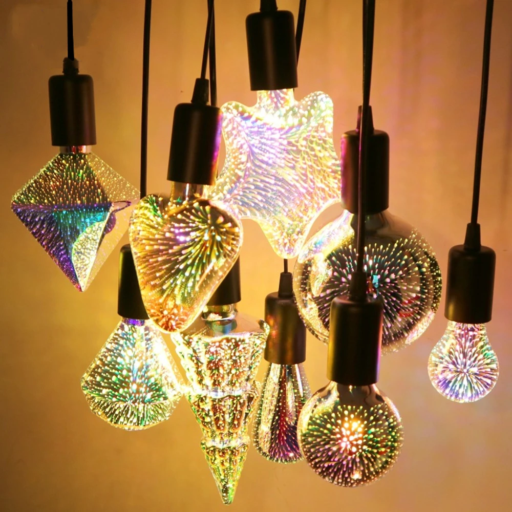 

3D Decoration LED Light Bulb E27 6W 85-265V Vintage Star Fireworks Edison Bulb Lamp Holiday Night Light Novelty Christmas Tree
