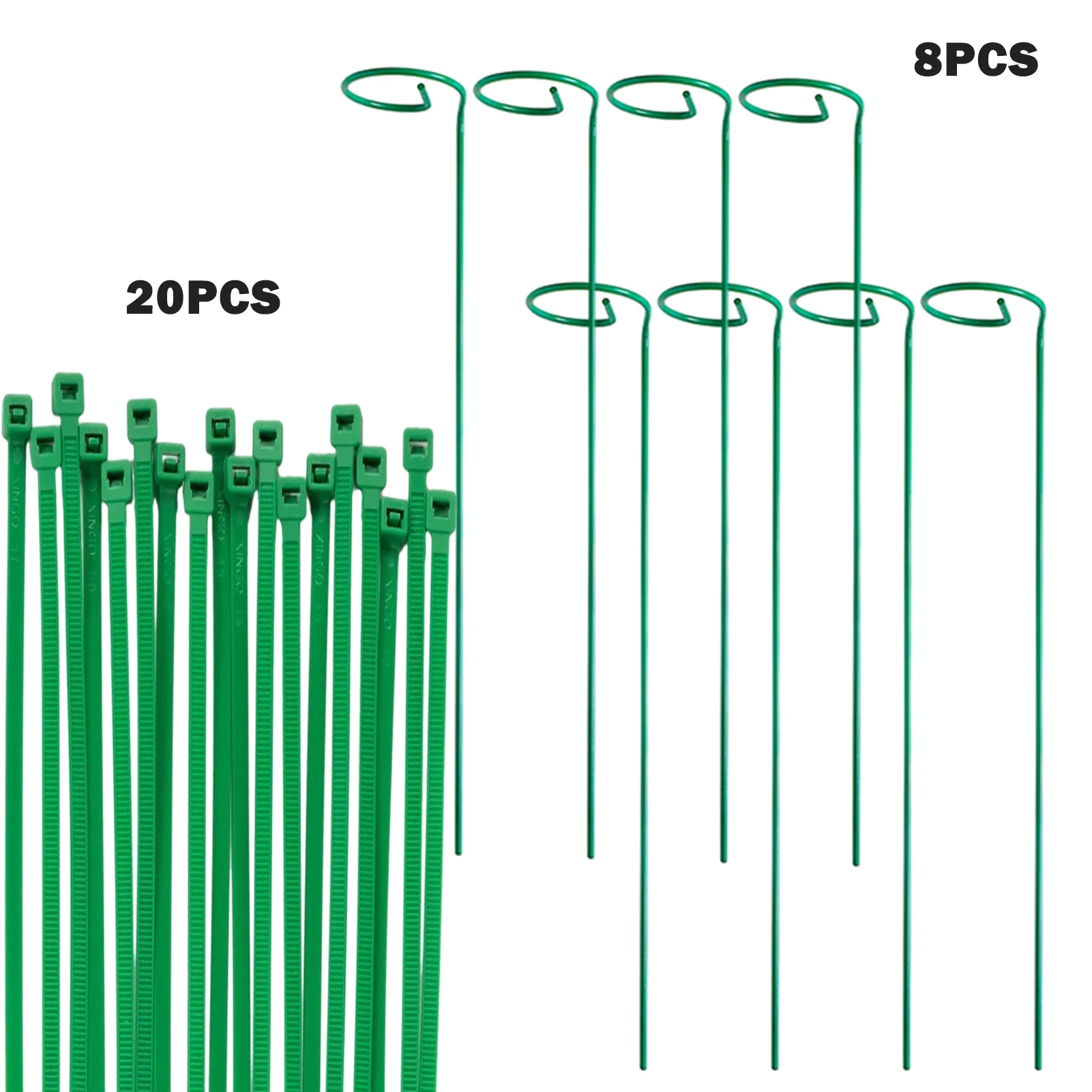

8 шт. изящная роза с зелеными цветами и лилиями, легкая установка, практичные Садовые принадлежности, подставки для растений, пионы, 20 завязок для растений, помидоров