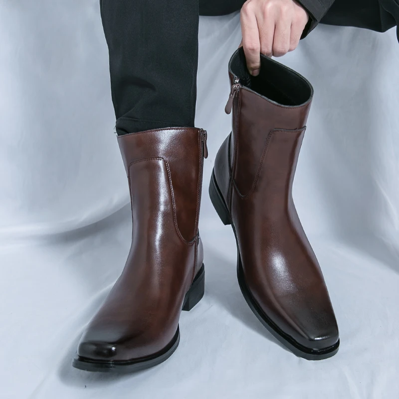 Осенние модные классические мужские рыцарские ботинки в британском стиле с