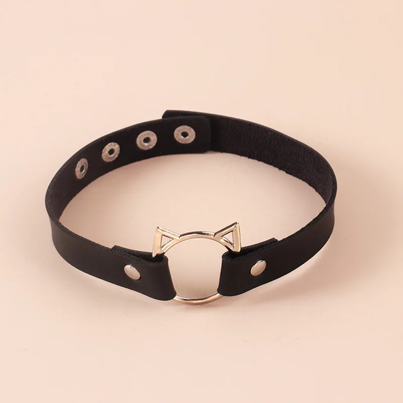 

2022 Hot Sale Punk Gothic PU Leather Dark Wind Lolita Necklace Cute Maid Cat Choker Collar Necklace for Women