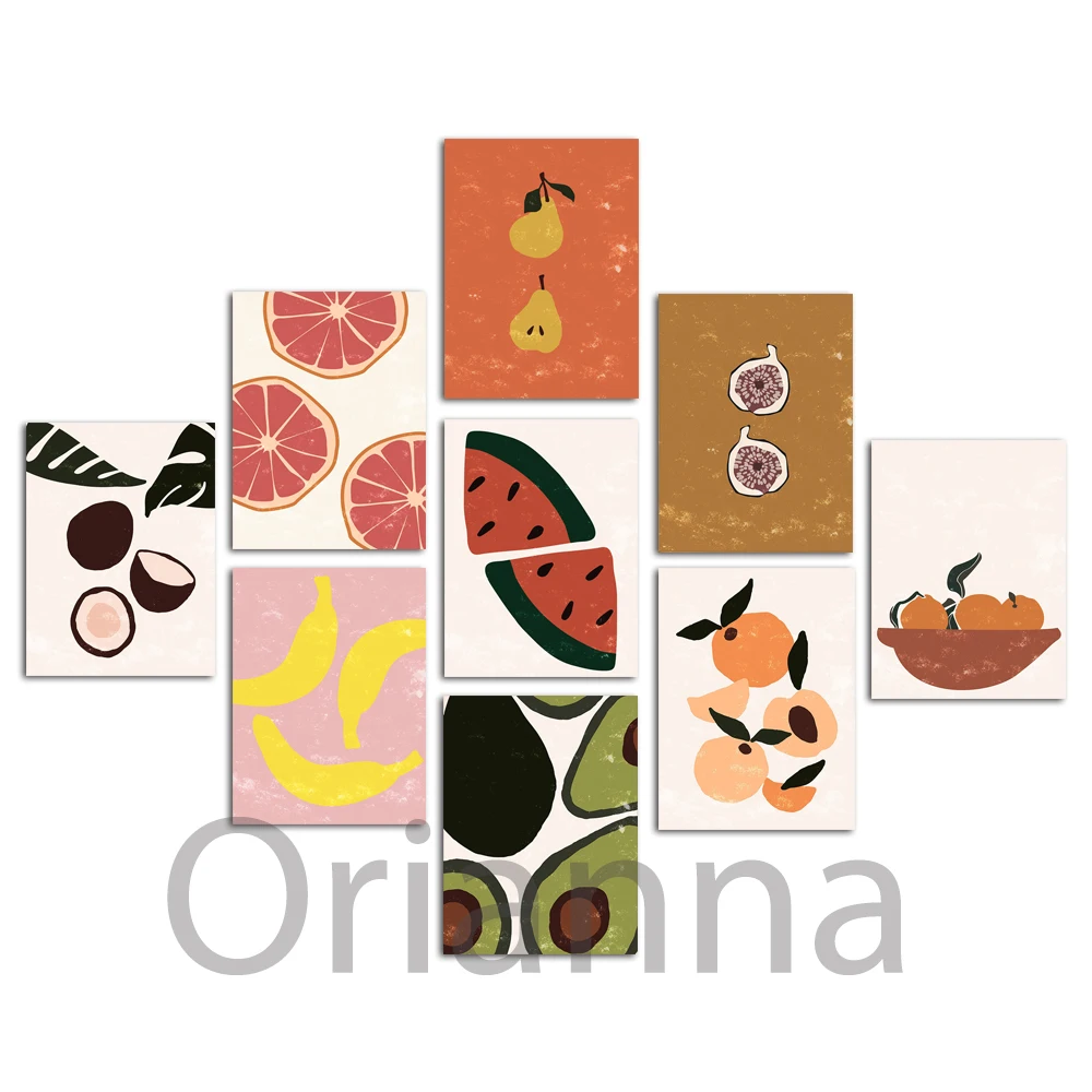 Картина на холсте с изображением цитрусовых авокадо бананов грейпфрутов кокоса