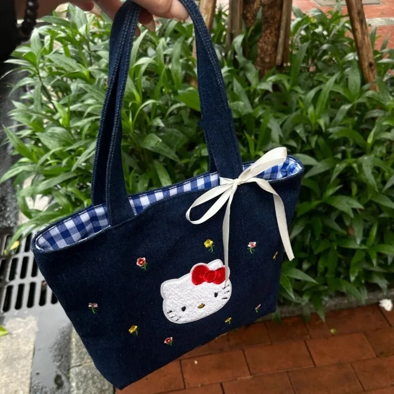 Женская сумка новинка милая Студенческая с вышивкой джинсовая ручная