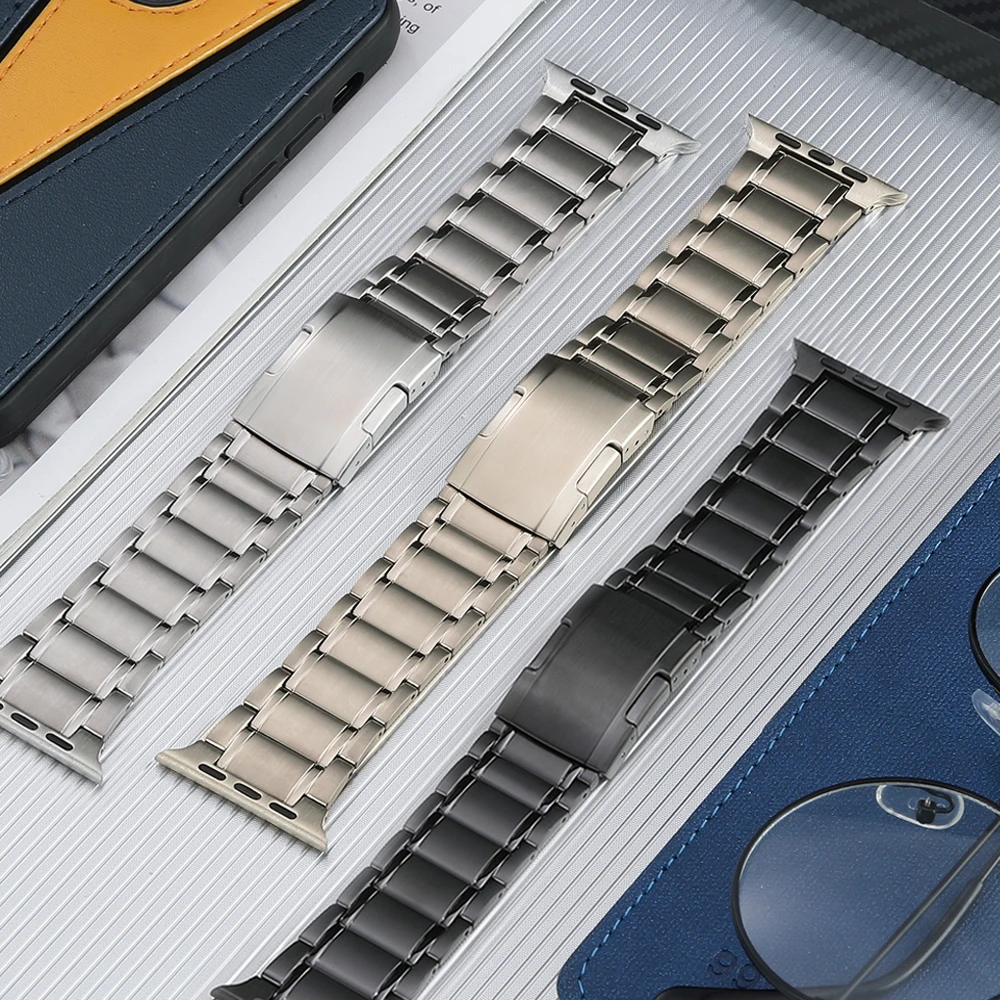 

Ремешок титановый для Apple Watch 8 7 45 мм 41 мм Ultra 49 мм, деловой мужской браслет для IWatch Series 6 se 5 4 3, 40 42 мм 38 44 мм