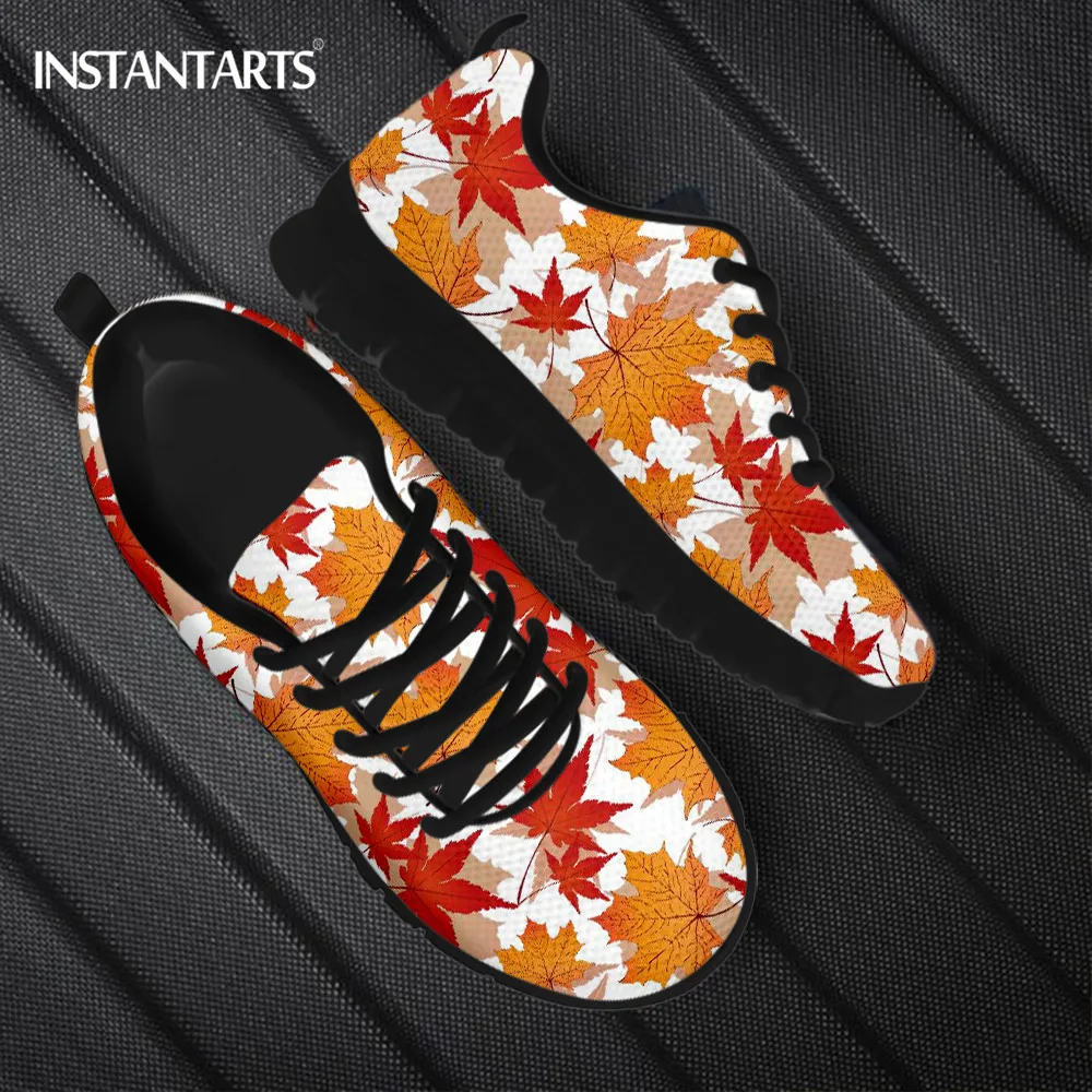 

Женские легкие кроссовки INSTANTARTS, модная повседневная обувь для улицы, с рисунком кленового листа, на шнуровке