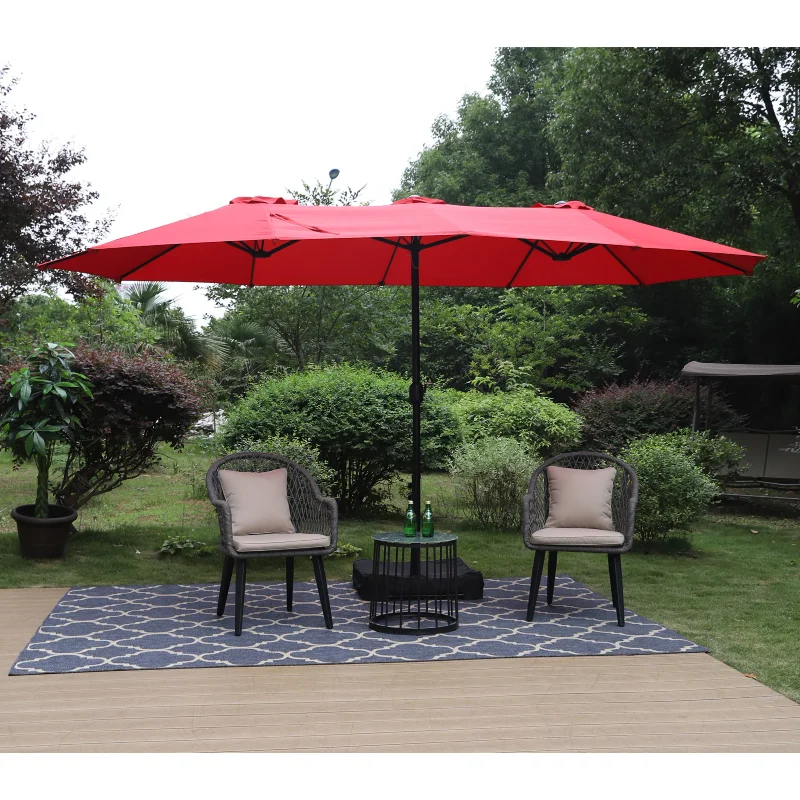 

MF Studio 15ft Double-Sided Patio Umbrella with Base Large Outdoor Market Umbrella Redshade umbrellas beach umbrella