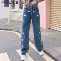 women high waisted jeans casual loose pattern straight mopping denim trousers jeans mujer pour femmes trousers jeans y2k jeans