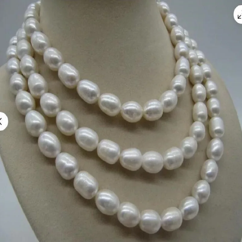 Ожерелье из натурального жемчуга в стиле барокко 50 дюймов 12-13 мм 925s