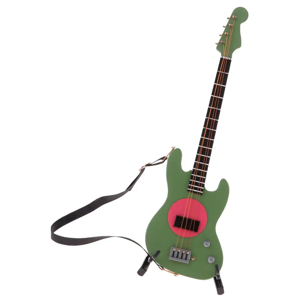 

1/6 Electric Bass with Stand for 12inch Toys Accessory Green #5