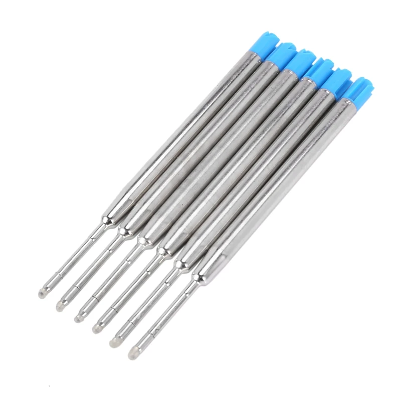 

6 ballpoint pen refills 10 cm blue large refill refills