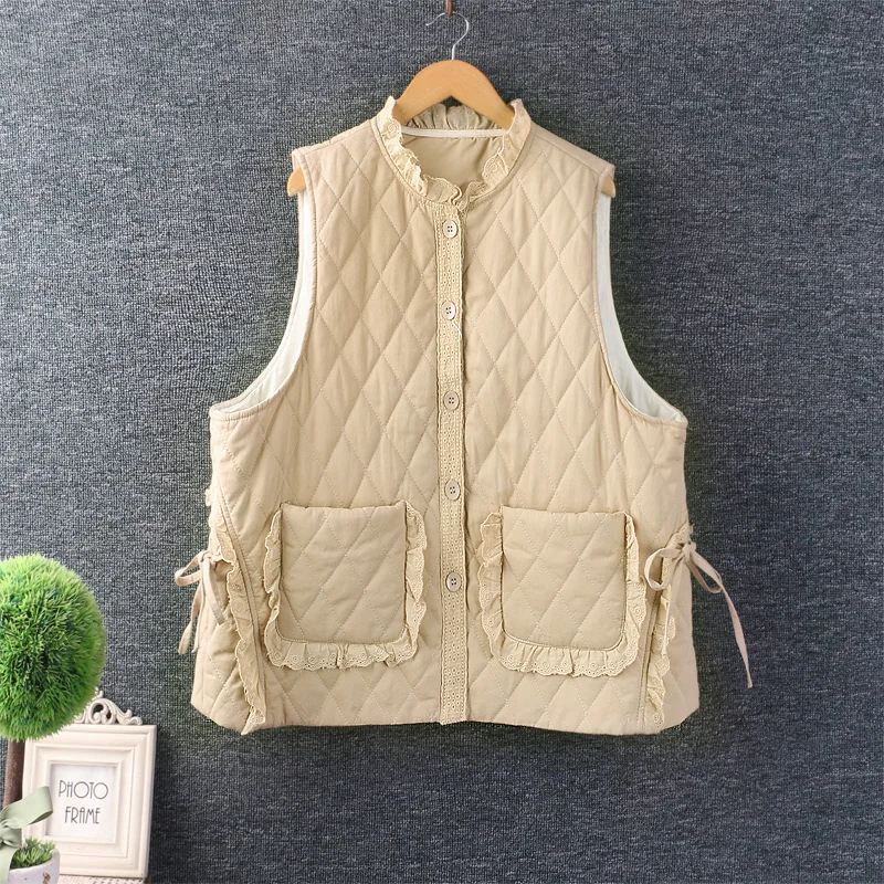 

Осенне-зимний жилет женский однотонный однобортный Топ Без Рукавов DD1013-8114