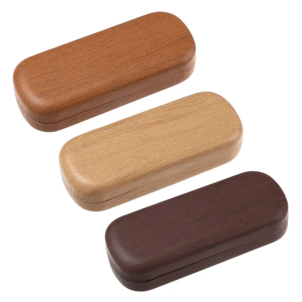 

Women Men Vintage Waterproof Portable Glasses Holder Glasses Box Eyeglasses Case Wood Grain