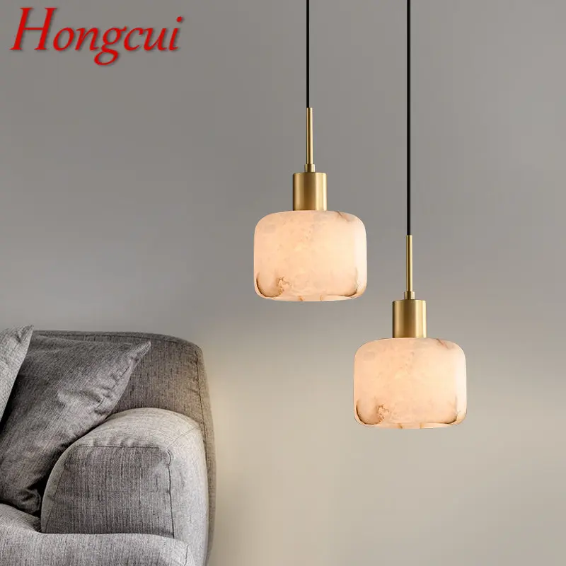 

Hongcui Modern Brass Pendant Light Simply Creative Marble Hanging Lamp LED Chandelier For Home Dining Room Bedroom Bedside