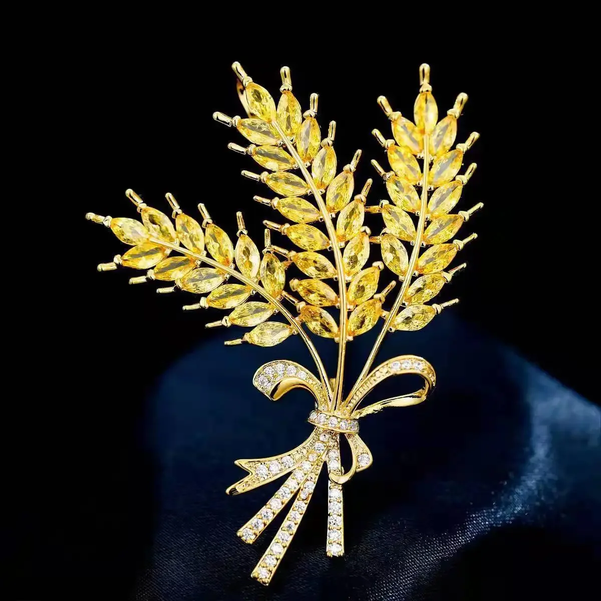 Новое поступление элегантная заколка на грудь с кристаллами и шипами из пшеницы