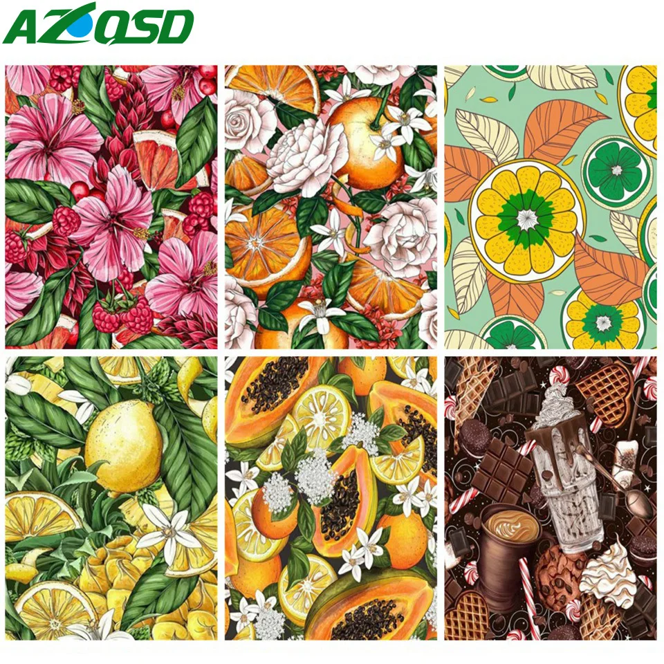

AZQSD Flower Fruits Drawing On Canvas Kits Framed 50x65cm Diy Pictures By Numbers Handpainted Home Decor Wall Art Gifts