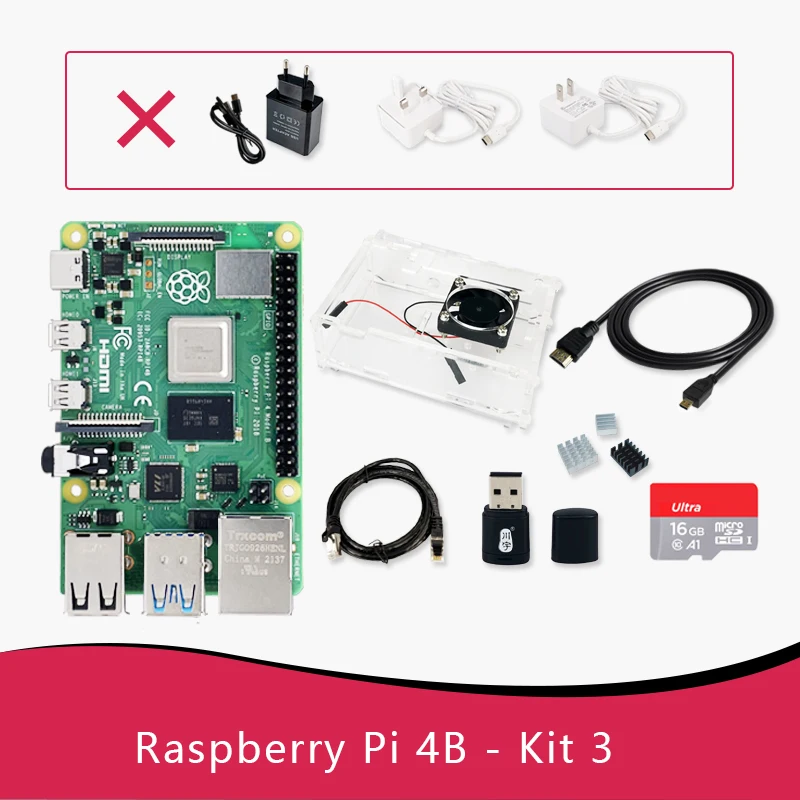 

Новый Raspberry Pi 4 Kit 3,4 (чехол + вентилятор + SD-карта 16 ГБ + кабель питания или дисплей), плата PI 4B ARM 1 ГБ, 2 ГБ, 4 ГБ, 8 Гб быстрее, чем 3B +