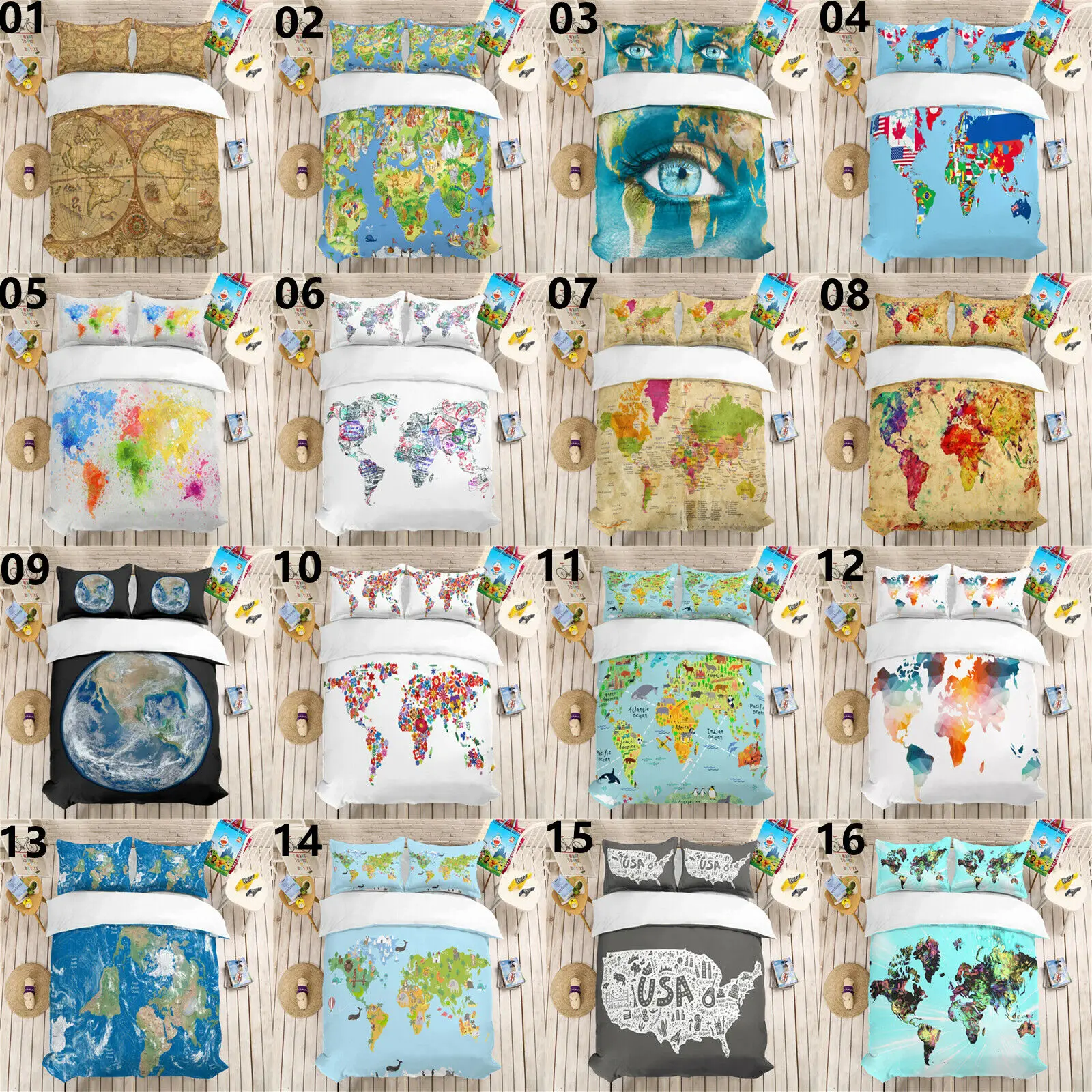 

World Map Bedding Duvet Cover Set For Kids Vivid Print Childrens Bedclothes Quilted Duvet Cover Twin King Queen Size Bedding Set