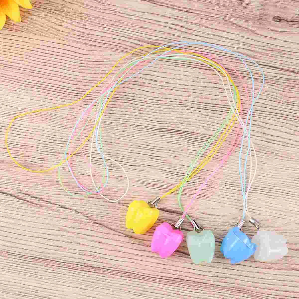 

5 PCS Baby Milk Tooth Box Teeth Souvenir Mini Plastic Containers Necklaces Kids Savior