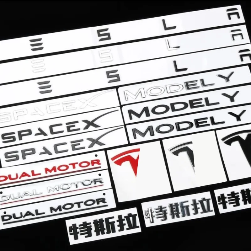 

Car sticker labeling rear label Trunk Badge Sticker SPACEX TESLA DUAL MOTOR logo Original letter logo for Tesla MODEL 3 S Y X