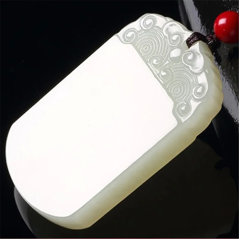 China 100% Natural Nephrite Hetian White Jade Handcarved Glossy Pingan Pendant