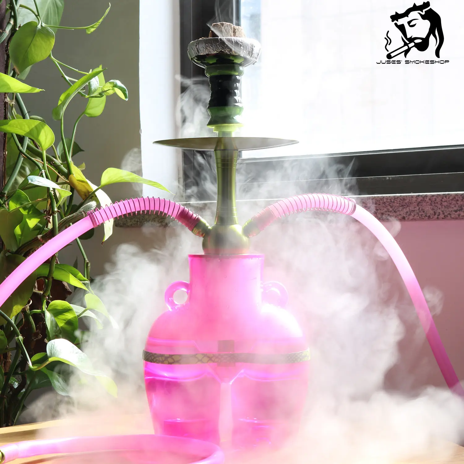 JUSES' SMOKESHOP LED Hookah Shisha Set with Tobacco Bowl Pipes Smoking Grass Complete Chicha for Party Ktv Big Butt Sexy кальян