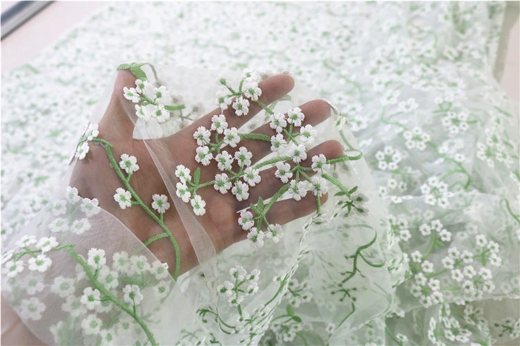 1 ярд цена свежая сетчатая ткань с мелкими цветами зеленая ветка мягкая сетка для