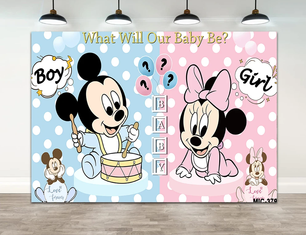 

Фон для фотосъемки с изображением Микки и Минни Маус