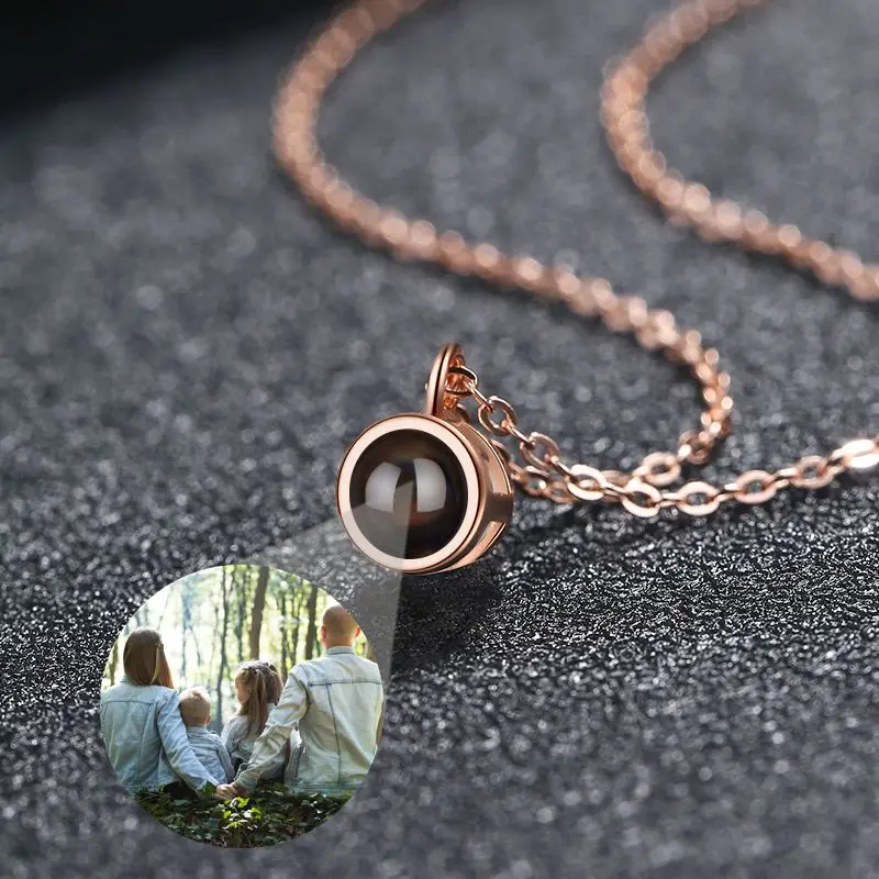 Personalized Projection Photo Necklace Custom Personality Photo Creative Pendant Necklace for Women and Men Commemorative Gift