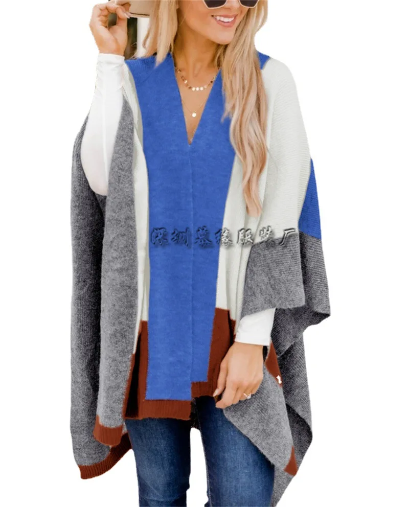 

Женский вязаный кардиган в клетку, Свободный кардиган большого размера в атмосферном стиле, Осень-зима 2023