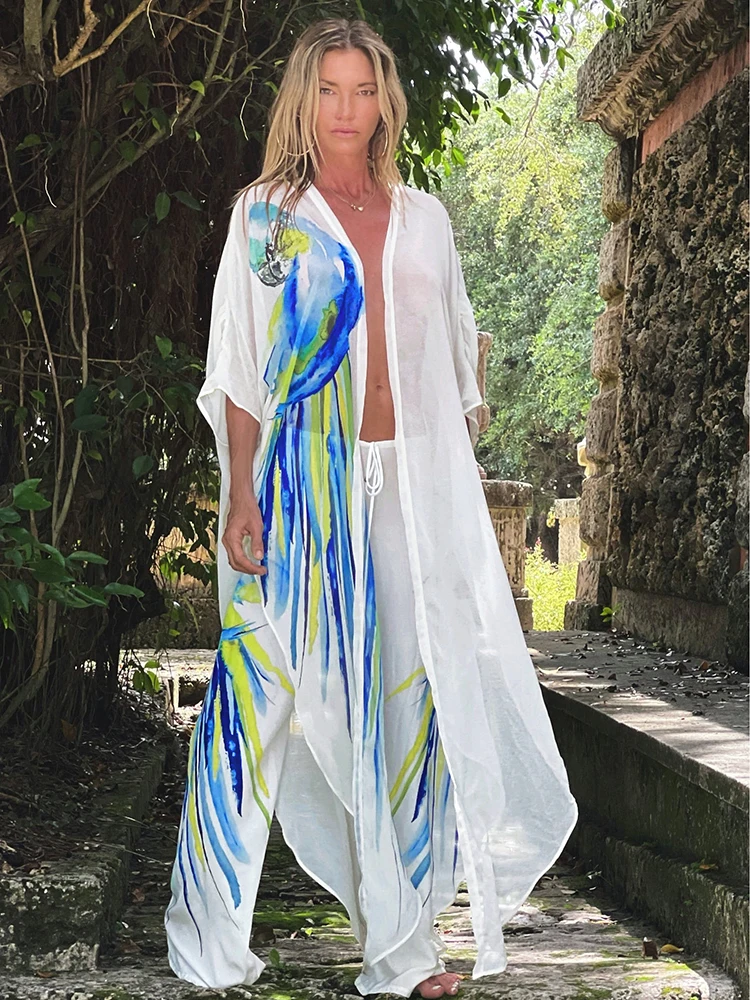 

Chiffon Cover-ups 2022 Beach Kimonos Kaftans White Swimsuit Cover up Beach Shirt Clothing Beachwear Pareos Tunics For Beach