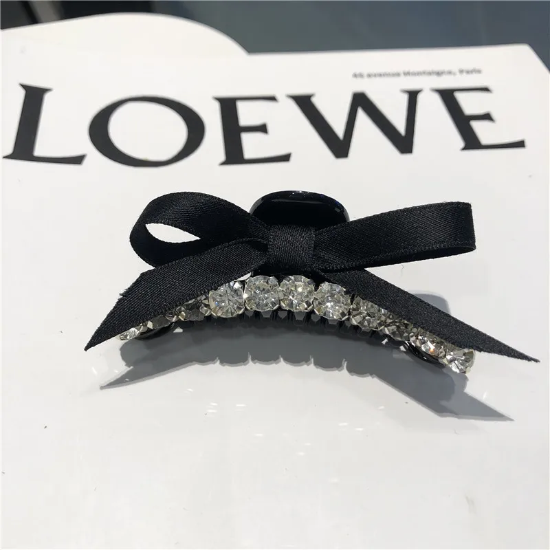 

French Girl Pearl Clip Black Double-sided Bow Playful Side Small Clip Hair Accessories