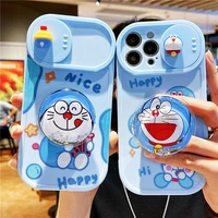 cute cartoon bracket push and pull for apple 13promax iphone 11 12 13 pro x xs max xr mobile phone case anti fall soft silicone